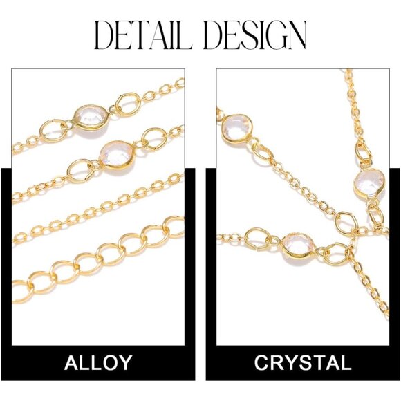 Boho Layered Bra Body Chain Sparkly Crystal Chest Chain Beach BIkini - Picture 5 of 7